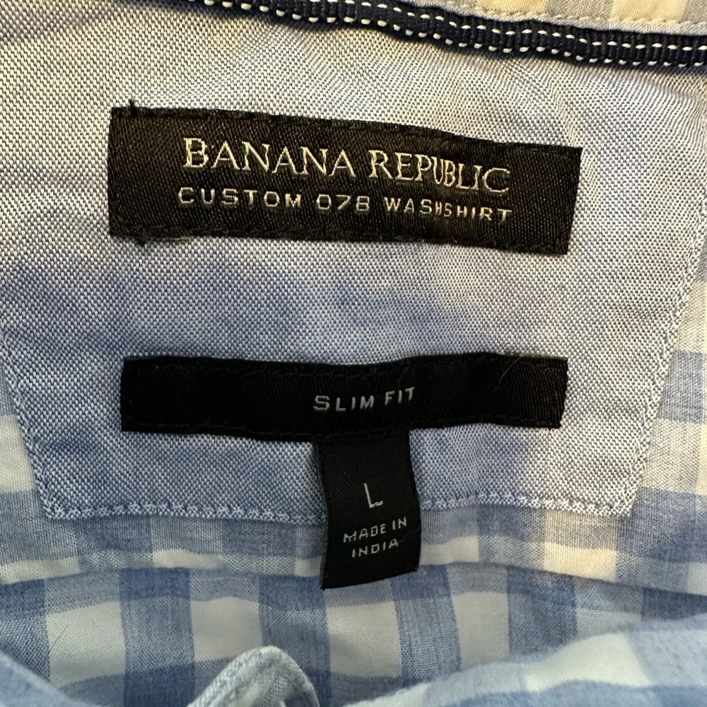 Men’s Banana‎ Republic blue/white button down slim fit shirt Sz L.